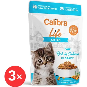Calibra Cat Life Kapsička pro koťata s lososem v omáčce 3 × 85 g