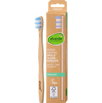 Zubní kartáček alverde NATURKOSMETIK dřevěný zubní kartáček Interdental, střední