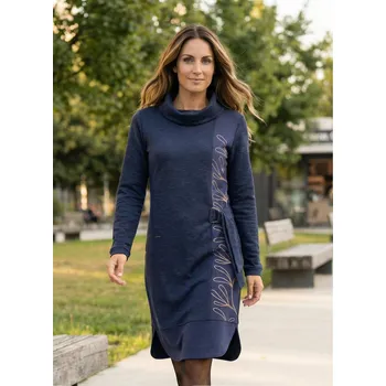 Dámská mikina Dámské mikinové šaty KIXMI RENIE TMAVĚ MODRÁ S
