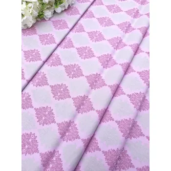 Látka 100% bavlna - zámecký vzor růžový s šedou