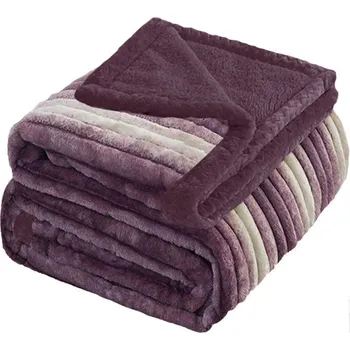 deka 4sleep Mikroplyšová deka ovečka/beránek 160 × 200 cm, Pruhy fialová