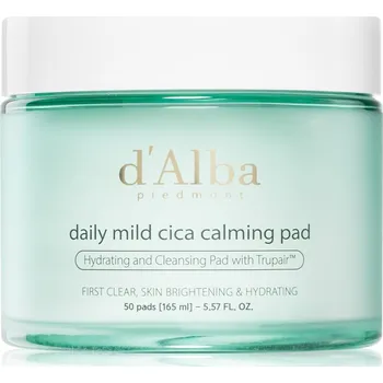 Přípravek na čištění pleti a oči d'Alba Daily Mild Cica Calming Pad zklidňující polštářky pro intenzivní hydrataci pleti 50 ks