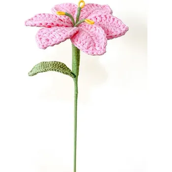 umělá květina ANNAM Háčkovaná květina Mini Lilie bílá, 11 × 41 cm