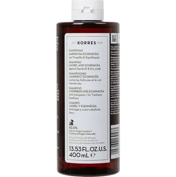 Šampon KORRES Laurel + Echinacea Shampoo Against Dandruff + Dry Scalp 400 ml