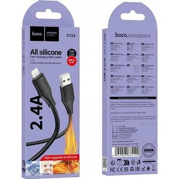 Datový kabel USB-C kabel na Lightning Hoco 27W silikonový 1 m X124 černý