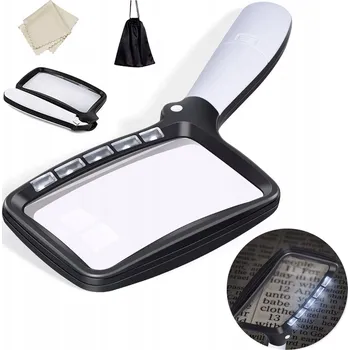 Lupa 5 LED Lupa s podsvícením pro čtení SKLO Zvětšovací 3x s LED světly