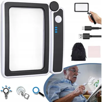 Lupa NABÍJECÍ LUPA NA ČTENÍ, RUČNÍ SKŁADANA LUPA S LED, 3 REŽIMY SVÍCENÍ