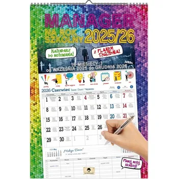 Kalendář Nástěnný kalendář 32x47cm MANAGER pro ŠKOLNÍ ROK 2025/2026