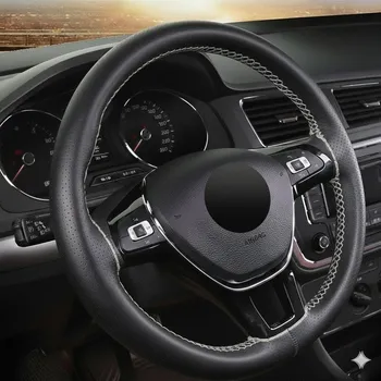 Potah na volant PREXIM Potah na volant perforovaný černý s šedou nití