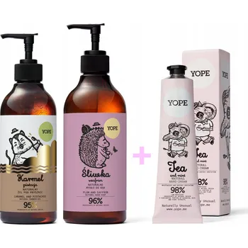 Kosmetická sada YOPE Sada kosmetiky: gel Pistácie, mýdlo Švestka + krém na ruce DÁREK