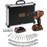 BLACK + DECKER Vrtačka s příklepem AKU 18V v kufru s příslušenstvím 80 ks BDCHD18BAFC-QW (2x1,5 Ah)