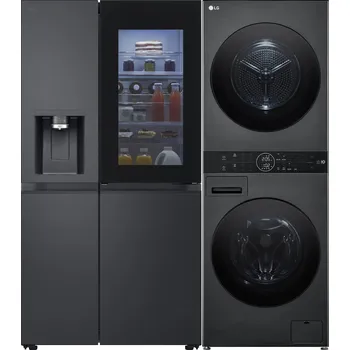 Set domácích spotřebičů LG GSXE90EVAD + LG WashTower WT1210BBF