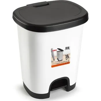 Odpadkový koš Plastic Forte COLOR Koš na odpad 18 l BÍLO-ČERNÝ bez vložky s pedálem