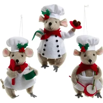 Bytová dekorace Kurt Adler Plstěné ozdoby myšky 1 kus