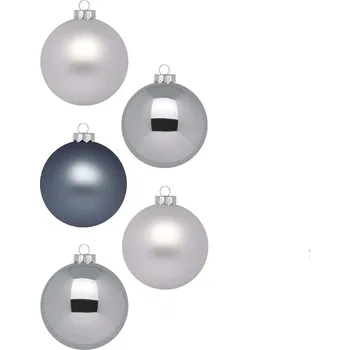 LAALU Vánoční ozdoby - koule, šedé matné/lesklé, průměr 6 cm, 30 ks