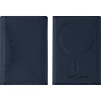 Pouzdro na mobilní telefon AlzaGuard foldable PU leather wallet Compatible with Magsafe - modrá
