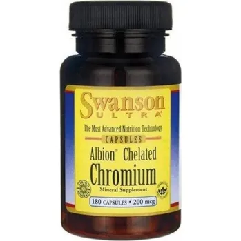 Doplněk stravy Swanson Chromium Chelated (chrom v chelátové vazbě), 200 mcg, 180 kapslí