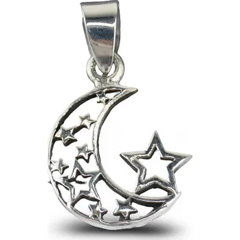 Náramek ORIENTAL Stříbrný přívěsek Měsíc a hvězda - 25 mm (Ag 925/1000, )