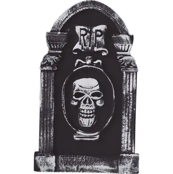 Karnevalový kostým Guirca Náhrobek RIP s lebkou/odpočívej v pokoji - halloween 50 × 30 cm