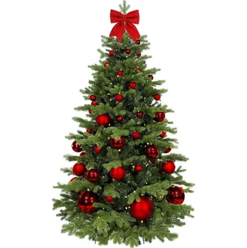 LAALU Vánoční stromek zdobený - ČERVENÉ VÁNOCE II, 73 ks ozdob, 180 cm