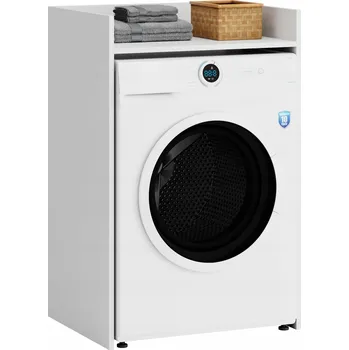 Koupelnový nábytek Bílá skříňka nad pračku stojící z laminované desky, 1 police, bez dvířek