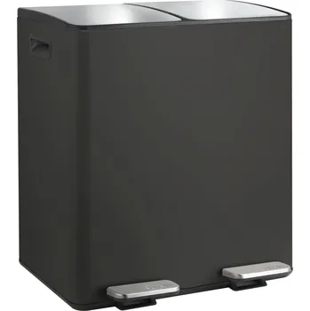 Odpadkový koš Spirella pedálový odpadkový koš na tříděný odpad Aliya, matný černý, ocel, 2 × 20 l