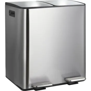 Odpadkový koš Spirella pedálový odpadkový koš na tříděný odpad Aliya, kartáčovaná nerez ocel, 2 × 20 l