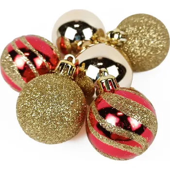 Vánoční dekorace Atmosphera Vícebarevné vánoční ozdoby s různými povrchovými úpravami, průměr 4 cm, 12 ks