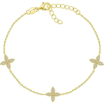 Oblečení a móda Brilio Silver Pozlacený náramek Květy se zirkony BRC180Y (Ag925/1000, 2,81 g)