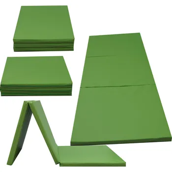 Matrace TopKing Skládací gymnastická a rehabilitační matrace 3dílná 180 × 60 × 5 cm Limetka