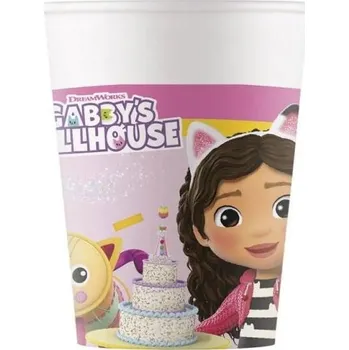 Kojenecká láhev GODAN Papírové kelímky Gábinin kouzelný domeček - Gabby's dollhouse, 200 ml, 8 ks