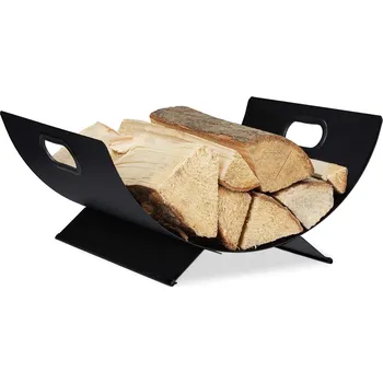 Koš na dřevo 41 × 33 × 19 cm černý