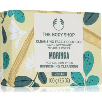 Koupelová kosmetika The Body Shop Moringa Cleansing Bar tuhé mýdlo na obličej a tělo 100 g
