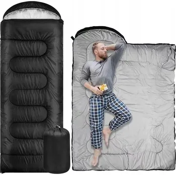 Spacák Lehký turistický spacák vojenský teplý 2v1 velký obal deka 210x75cm