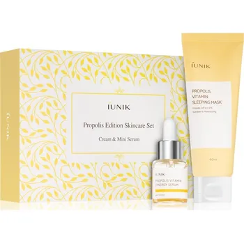 Kosmetika iUnik Propolis Vitamin noční maska pro obnovu pleti s multivitamínovým komplexem 60 ml + regenerační a rozjasňující sérum 15 ml