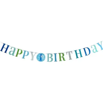 Girlanda 1. Narozeniny - happy birthday - kluk - modrá - 182 cm