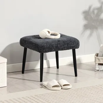 Taburet Čalouněný taburet s ocelovými nohami | tmavě šedý