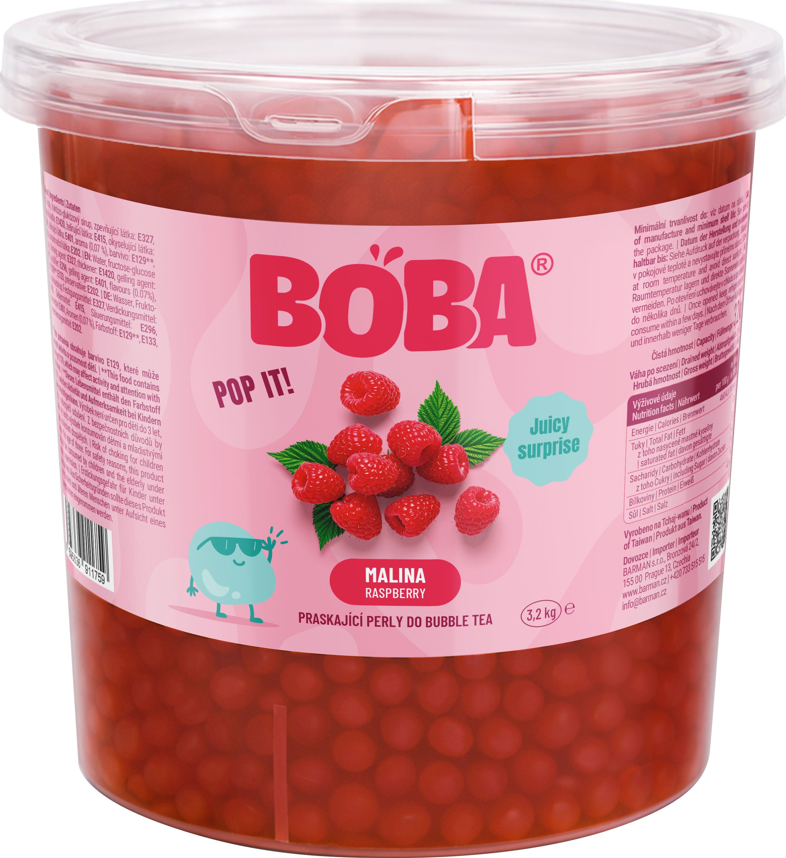 BOBA Malina kuličky do Bubble Tea 3,2 kg
