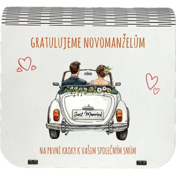 Vánoční dekorace Coolkousky Originální dárková krabička na bankovky v injekcích - "Gratulujeme novomanželům"