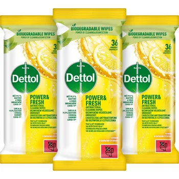 DETTOL Antibakteriální ubrousky na povrchy Citron 3× 36 ks