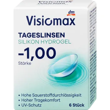 Visiomax silikon-hydrogelové denní kontaktní čočky, -1,00 DP