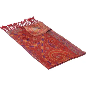 Šála Hedvábná šála Super střední Tenzin červená se žlutou