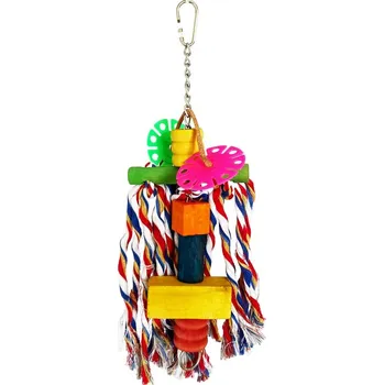 Pro ptáka Terra International Dřevěné kostky s kůží a plastovými disky 31 × 12 cm