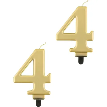 Godan Narozeninová svíčka na dort - 4 - metalická zlatá - 8 cm - 2 ks