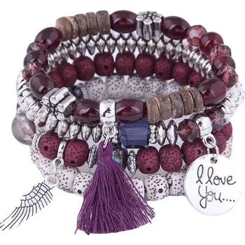 Náramek Wrap Q1 Dámský korálkový wrapový náramek - sada 4ks - KW8251