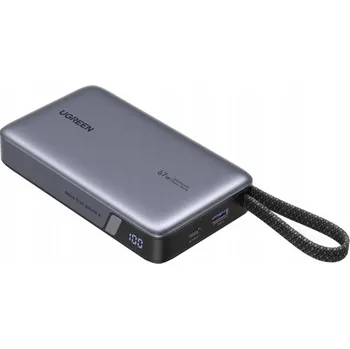 Powerbanka Powerbanka 20000mAh Ugreen PB550, 67W, USB + USB-C, s vestavěným kabelem (šedá)