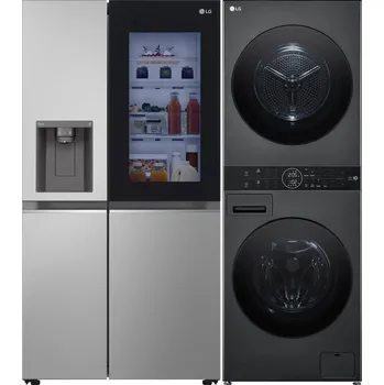 Set domácích spotřebičů LG GSGV80PYLD + LG WashTower WT1210BBF