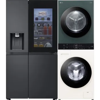 Set domácích spotřebičů LG GSXE90EVAD + LG WashTower WT1210EGF