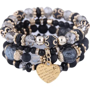 Náramek Wrap Q1 Dámský korálkový wrapový náramek - sada 4ks - KW7830