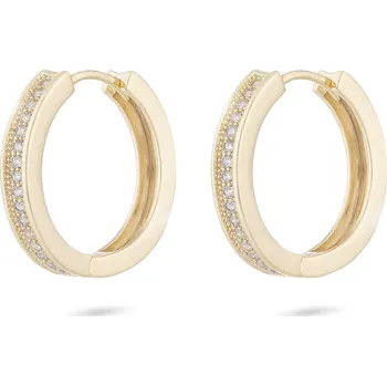 Šperk Biju Pozlacené náušnice 14K kroužek s ozdobným páskem se zirkony 1002419